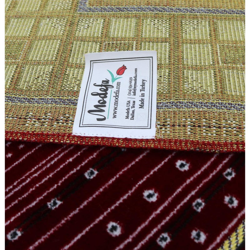 Modefa Prayer Mat - Thin Lightweight Velvet Turkish Muslim Prayer Rug - Prayer Rug Islam Men - Islamic Prayer Rug Sajjadah Prayer Mats Namaz Mat for Salah Islamic Gift Car Hanger - Vined Arch (Red) - Image 3